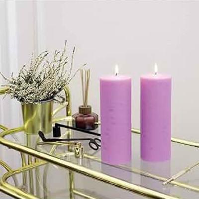 Be Calm - Made by Sapi's Purple Pillar Candle Pure Soy and paraffin wax Candle(Purple, Pack of 2)