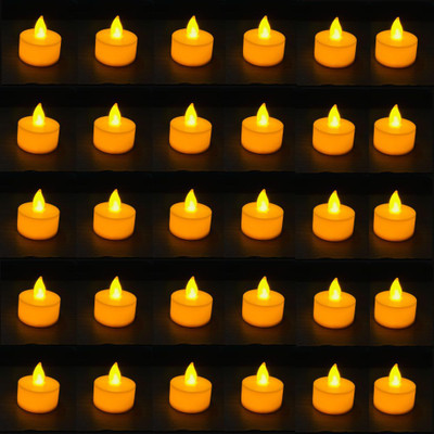 JYT Flameless & Smokeless Transparent Led Tea Light Candle Candle(Yellow, Pack of 30)