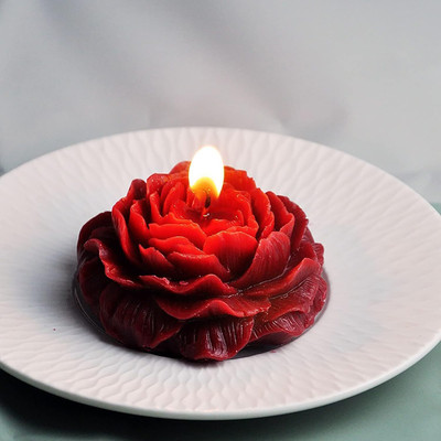 Smart Garden Red Peony Shaped Decorative Candles – Elegant Floral Design Candle(Red, Pack of 1)