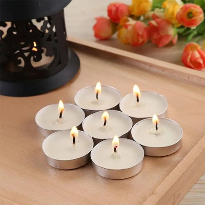Saish Agencies T-light Candle,Non Toxic, Wax Free, Long Lasting, Upto 3Hrs Burn Time 10 pcs Candle(White, Pack of 1)