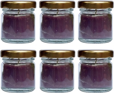 PIC Handpourd Lavender Scented Mini Jar Wax Candle(Purple, Pack of 6)