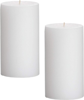 GOZZTOM Piller Candles Smoke Less Non-Scented White (2X3 Inch) Candle(White, Pack of 2)