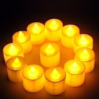KTOSTON LED Tealight Diya Candle for Festive Decoration at Home/Office Candle(Yellow, Pack of 6)