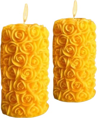 ANAK Red Rose Scented soy wax candles Candle(Yellow, Blue, Pink, Pack of 2)