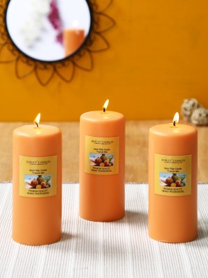 Hosley Tropical Mist Fragrance Soy & Paraffin Wax|90 Hours Burn Time|6 Inch Candle(Yellow, Pack of 3)