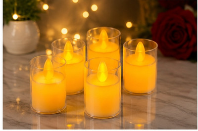 Jay maa chamunda electrical LED Flameless Candle P4 Candle(Yellow, Pack of 4)