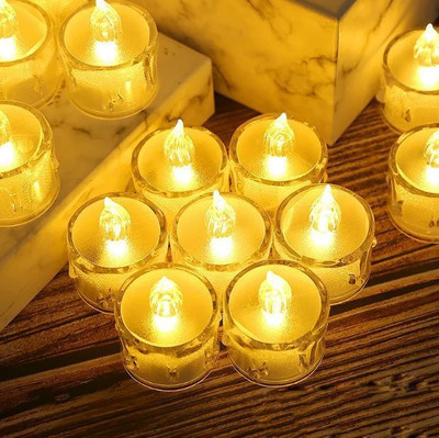 house of common Flameless & Smokeless Transparent Acrylic Led Tea Light Candle-T1 Candle(Yellow, Pack of 6)