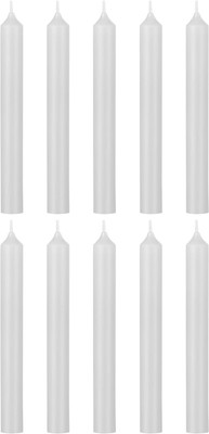 Kreyam's Set of 10 Taper Household Emergency Candles, Unscented Candle(White, Pack of 10)