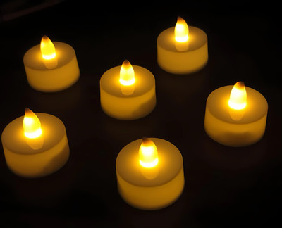 AGARWAL PRODUCT Pack of 6 LED Flameless Tea Light Candles – Warm Yellow Glow Candle(White, Pack of 6)