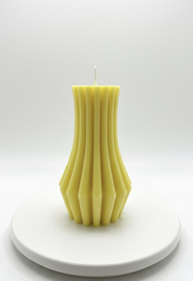 utsav Yellow Vase-Shaped Ribbed Decorative Candle (Pack of 2) Candle(Yellow, Pack of 2)