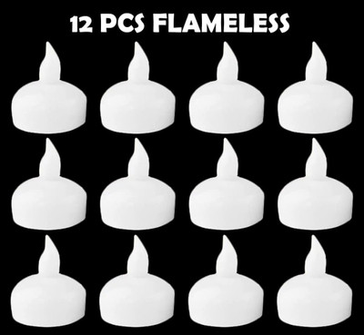 MANTICORE Flameless Floating LED candle with water sensor Tea Lights 12pc Candle Candle(White, Pack of 1)