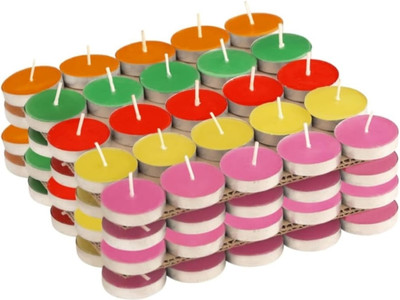 VarietyNest Solimo Colored Wax Premium Tealight Candles Burn Time -3 hrs (Unscented) Candle(Multicolor, Pack of 50)