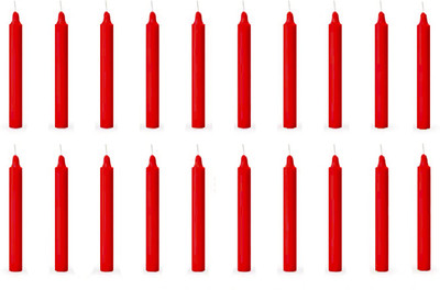 ASIDEA Plain 20 stick candles for home decor, birthday, Diwali, Party Candle(Red, Pack of 20)