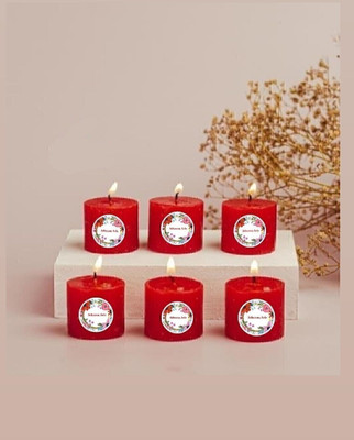 AtheenaAris Combo of 6 Tea Rose Scented Hand Pour Votive Candles Candle(Red, Pack of 6)