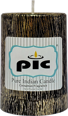 PIC Handmade Cinnamon Scented Decorative Wax Pillar Candle PC42324 Candle(Black, Pack of 1)