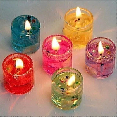 sccgift Gel Glass Candles/Filled with Jelly Candle (Multicolor, Pack of 6) Candle(Multicolor, Pack of 12)