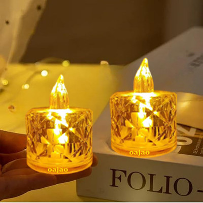 ESP 1 Pcs Flameless & Smokeless Crystal For Home, Room, Festival diwali Decor Candle(Yellow, Pack of 1)