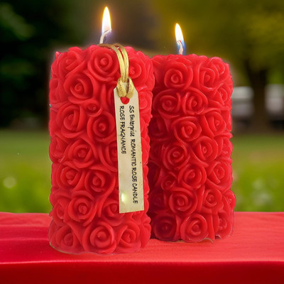 SS ENTERPRISE Rose Scented Candle | Church-Spa Candle, Restaurant | Perfect for Romantic Night Candle(Red, Pack of 2)