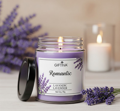GIFTIVA Romantic lavender scented jar candle 70g Candle(Blue, Pack of 1)