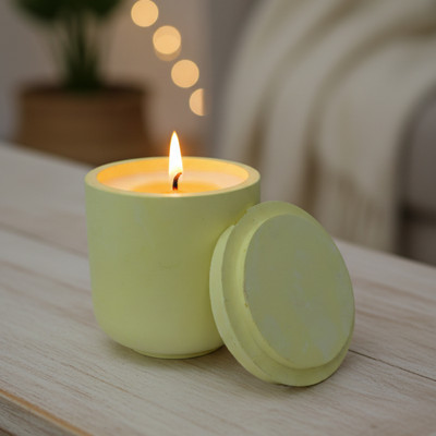 candlesera Handmade Yellow Concrete Jar Candle – 9oz Natural Soy Wax Candle(Yellow, Pack of 1)