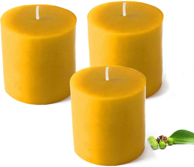 Pure Source India Scented Lemon 3X3 Inch Pillar Candle(Yellow, Pack of 3)