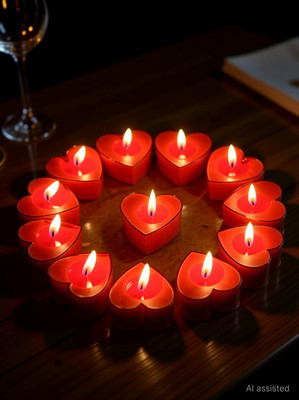 Mlight Tealight Candles, Romantic Heart-Shaped Candles for Anniversary Valentine's Day Wedding Birthday Christmas Decorations (Red) Candle(Red, Pack of 10)