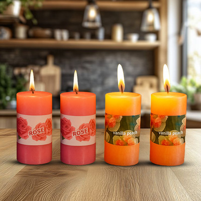 PeepalComm High Scented Wax Fragrance Pillar Candle Set of 4 (2 Rose +2 Vanilla) Candle(Multicolor, Pack of 4) PeepalComm High Scented Wax Fragrance Pillar Candle Set of 4 (2 Rose +2 Vanilla) Candle(Multicolor, Pack of 4)