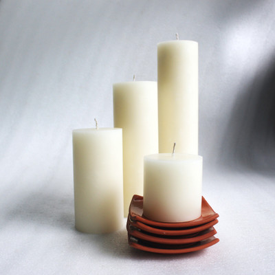 CRAFTLIPI Soy Wax Blend Pillar Candles : Set of 4 : Jumbo Pack Candle(White, Pack of 4)