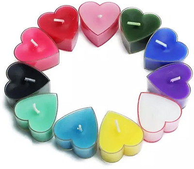 HOMELORE multicoloured heart shaped prime scented tea light Candle(Multicolor, Pack of 12)