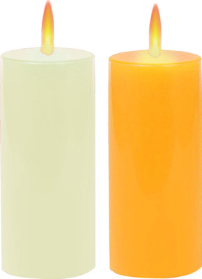 PEEPRESION Jasmine & Lemon Fragrance Set of 2 Pillar Candle || Long Burning || Aroma Candle(White, Yellow, Pack of 2)