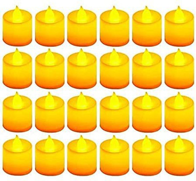 KUNYA 24 Waterproof Flameless Floating LED Yellow Battery Flickering Tealight Candle(Yellow, Pack of 24)