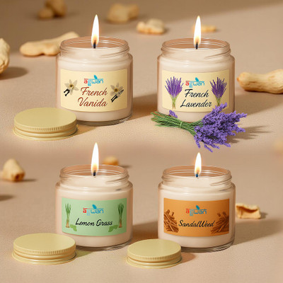 Agwan Premium Aroma Candle Set of 4 | Soy Wax Scented Candle(Multicolor, Pack of 4)