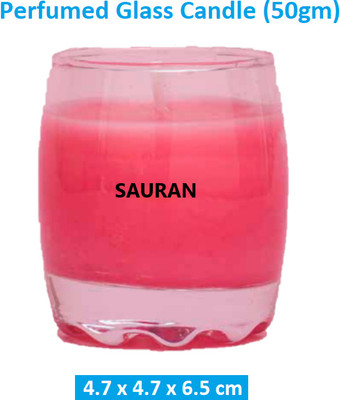 Sauran Perfumed Glass Candle(Pink, Pack of 1)