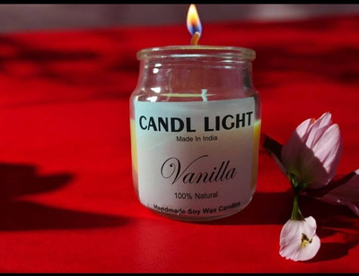 SCENTORA NEW25_Vanilla scented soy wax candle yakeen jar Candle(Yellow, Pack of 1)