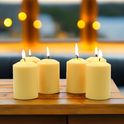 Hosley 2x3 High Pillar Candles Set of 6 Yellow Unscented Pillar Candle Festival Candle(Yellow, Pack of 6)