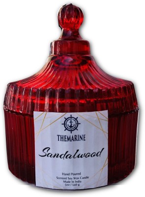 THEMARINE Sandalwood Scented crystal jar Candle(Red, Pack of 1)