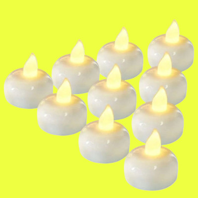 FlyTouch Ambient LED Floating Tea Lights, Battery Operated for Home Decor Candle(White, Pack of 10)