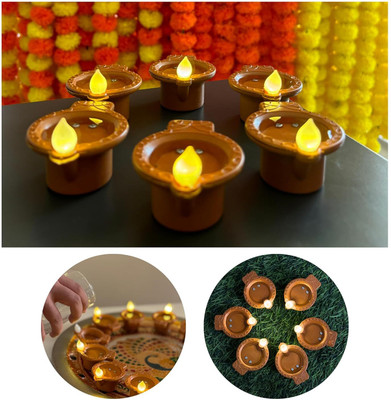 RELBEES Plastic (Pack of 6) Table Diya Set(Height: 1.5 inch)