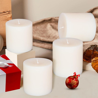 Pure Source India Scented Jasmine 3X3 Inch Pillar Candle(White, Pack of 4)