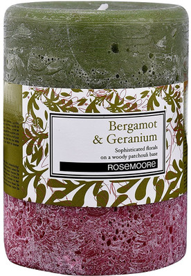 ROSeMOORe Bergamot & Geranium Scented Pillar Candle(Green, Pack of 1)