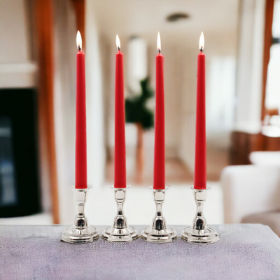 Hosley Apple Cinnamon Fragrance Taper Candles|Long Lasting|Burning Time 9 Hours Candle(Red, Pack of 4)