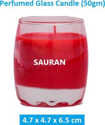 Sauran Perfumed Glass Candle(Red, Pack of 1)