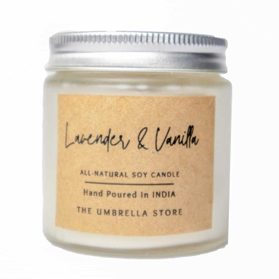 The Umbrella Store Scented candle made with soy wax, wooden wick Candle(Silver, Pack of 1)