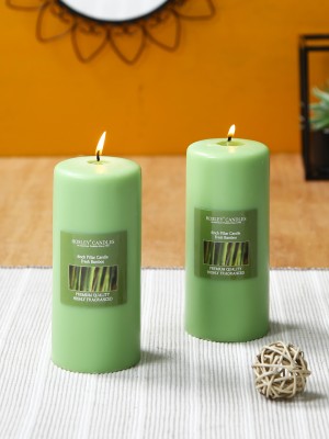 Hosley Fresh Bamboo Fragrance Soy & Paraffin Wax Candles|90 Hours Burn Time|6 Inch Candle(Green, Pack of 2)