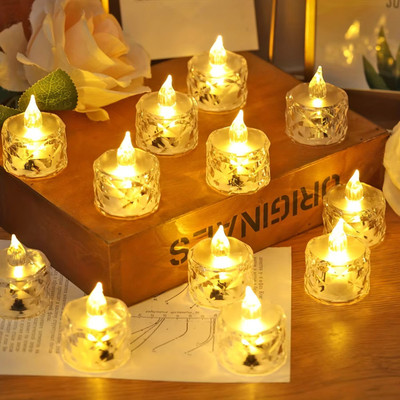 Tlismi Transparent Acrylic LED Candle Flameless and Smokeless Tealight for Home Decor Candle(Yellow, Pack of 6)