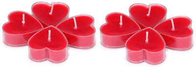 AFAST Romantic Heart Shaped Tea Light Candle Candle(Red, Pack of 8)