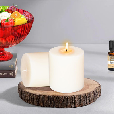 Pure Source India Scented Relaxing 3X3 Inch Pillar Candle(White, Pack of 2)