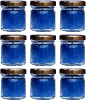PIC Handpourd Sea Bareez Scented Mini Jar Wax Candle(Blue, Pack of 9)