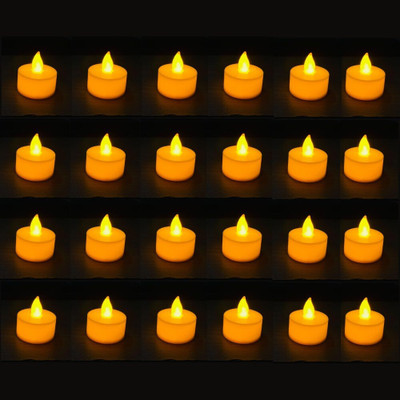 pleasing forest Flameless & Smokeless Transparent Led Tea Light Candle Candle(Yellow, Pack of 24)