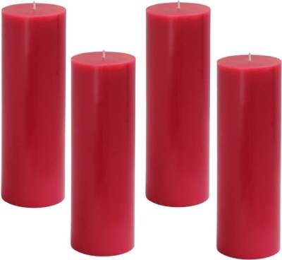 PeepalComm Long Time Burning Smokeless Scented Non-Toxic Burn Pillar Candle 2*6 Inch B1 Candle(Red, Pack of 4)